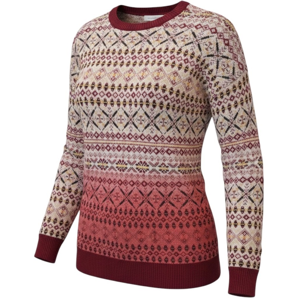 Coincidence & Chance Fair Isle Ombre Knit Sweater Burgundy Boho Winter Medium